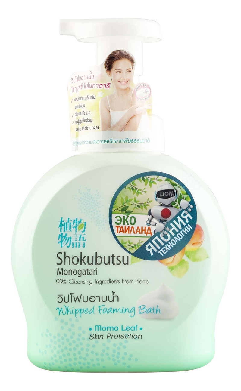 Гель-пена для душа с экстрактом листьев момо Shokubutsu Monogatari Foaming Bath: Гель-пена 450мл, Гель-пена для душа с экстрактом листьев момо Shokubutsu Monogatari Foaming Bath